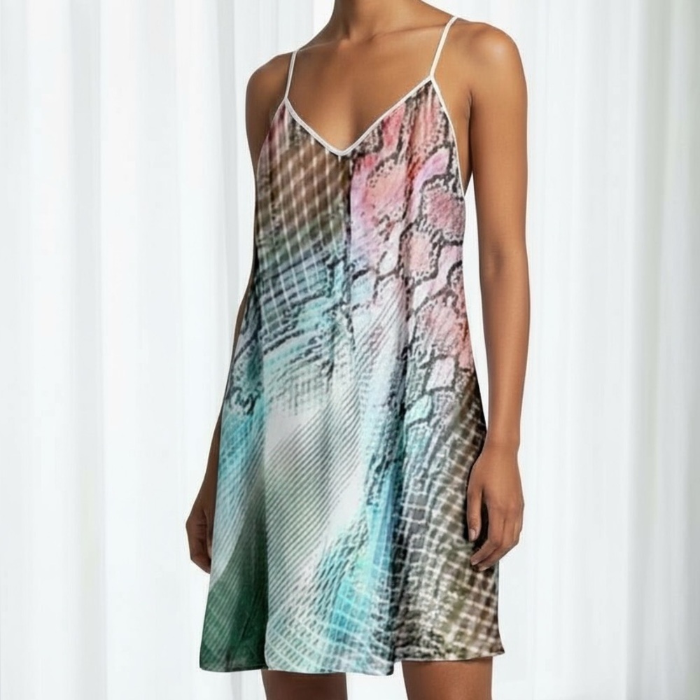 Lavender Brown Silk Racer Back Slip Dress Size Small